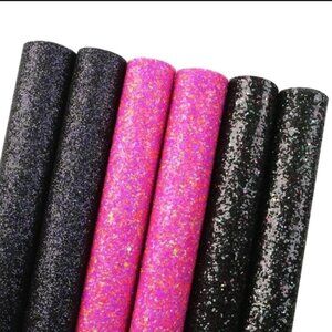 6 piece faux leather craft sheets fine and Chunky glitter